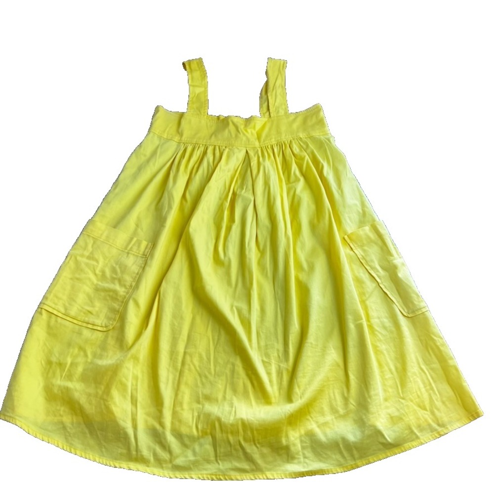 VTG United Colors of Benetton Pinafore Jumper Dress Yellow Y2K Babydoll SMALL